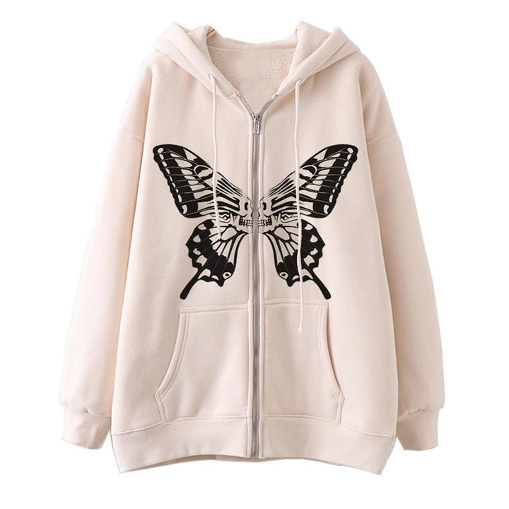 Damen Kapuzensweatjacke mit einzigartigem Schmetterlingsdruck Drune