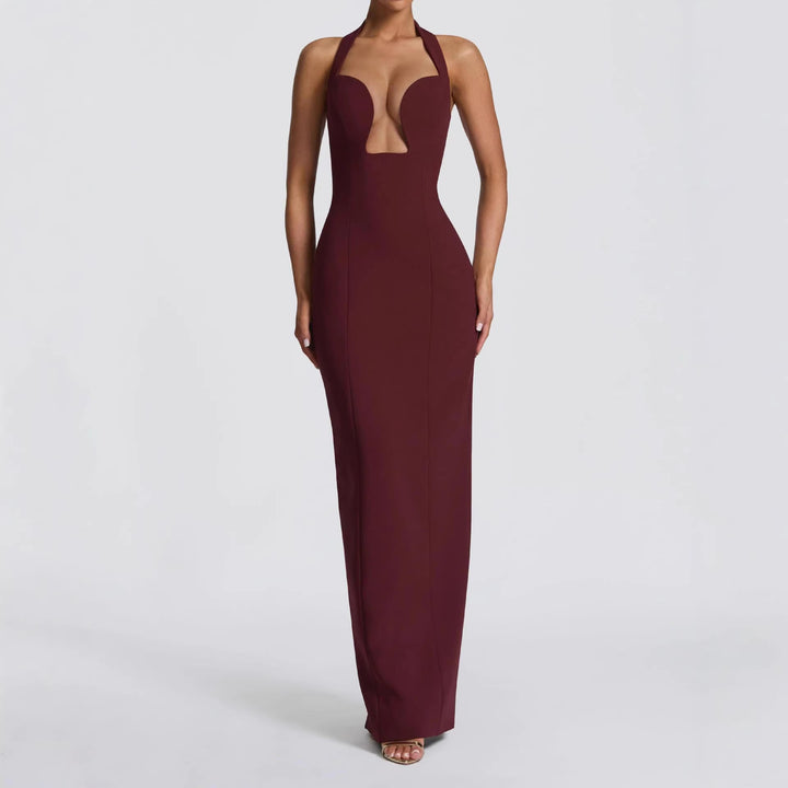 Damen Maxikleid mit tiefem Ausschnitt und Taschen Drune