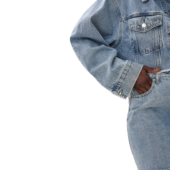 Damen Denim-Hemdjacke mit auffälligem Fransen-Design Drune