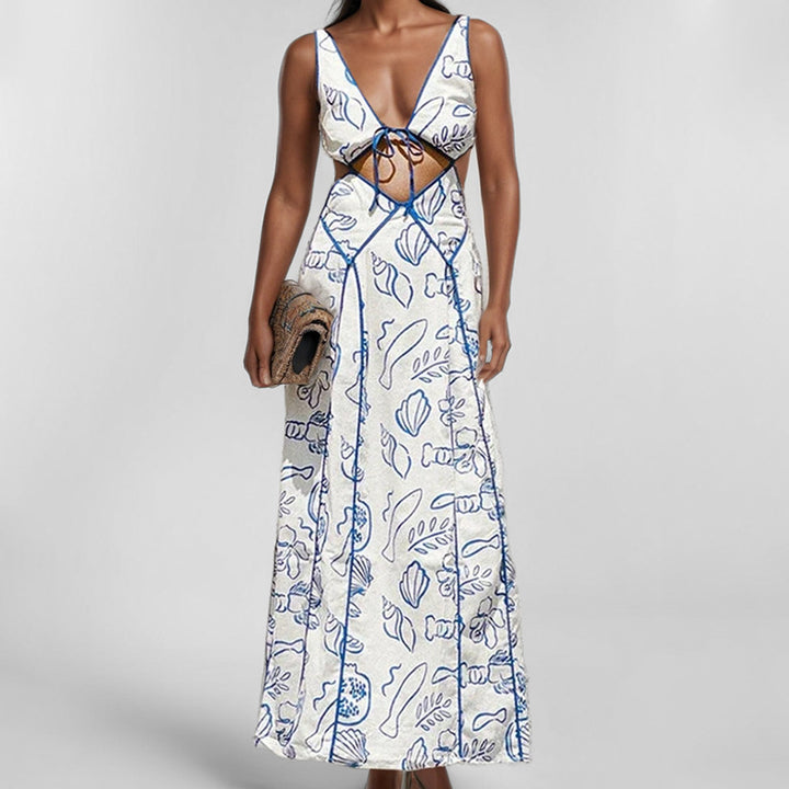 Damen Maxikleid mit raffiniertem Cut-Out-Design und verstellbaren Trägern Drune