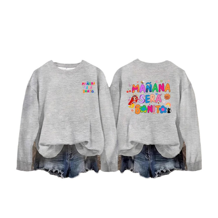 Damen Sweatshirt mit Verspielt Farbigen Aufdruck und Lässigem Schnitt Drune