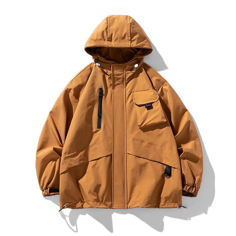 Herren technische Outdoor-Jacke mit multifunktionalen Taschen und verstellbarer Kapuze Drune