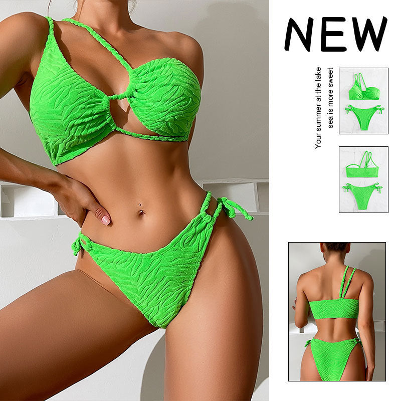 Damen Triangel-Bikini mit raffiniertem Wickeldetail und verspielten Trägern Drune