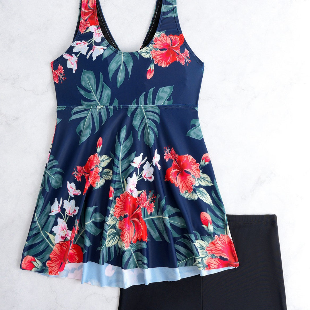 Damen Tankini-Set mit floralem Design und verstellbarem Oberteil Drune