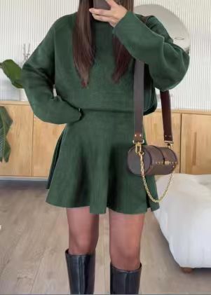 Damen modischer Strickkleid mit Hoodie Drune