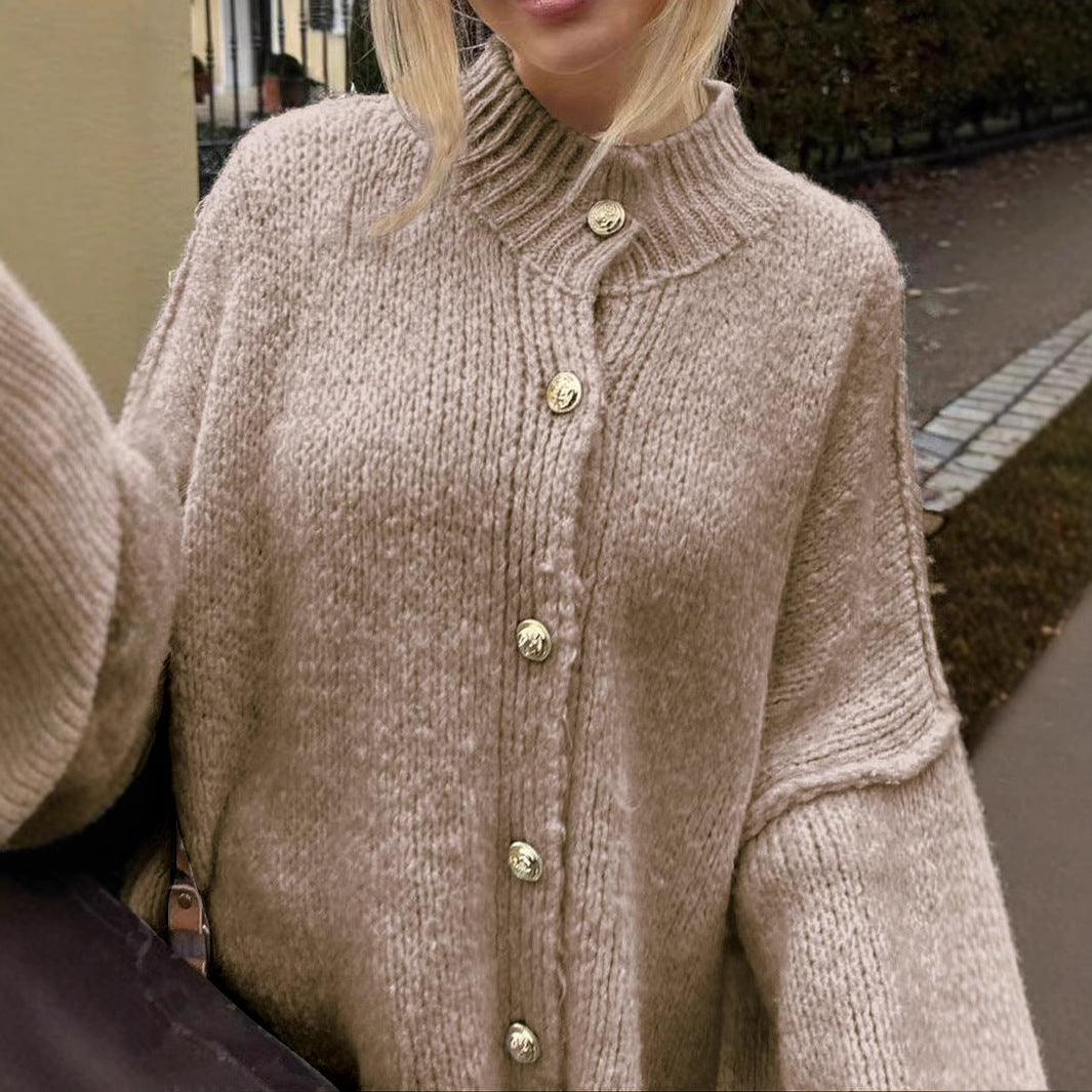 Damen oversized Strickjacke mit Knopf- und Rippdetails Drune