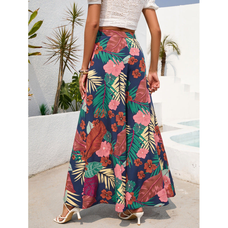 Damen Maxirock mit floralem Print und fließendem Stoff Drune