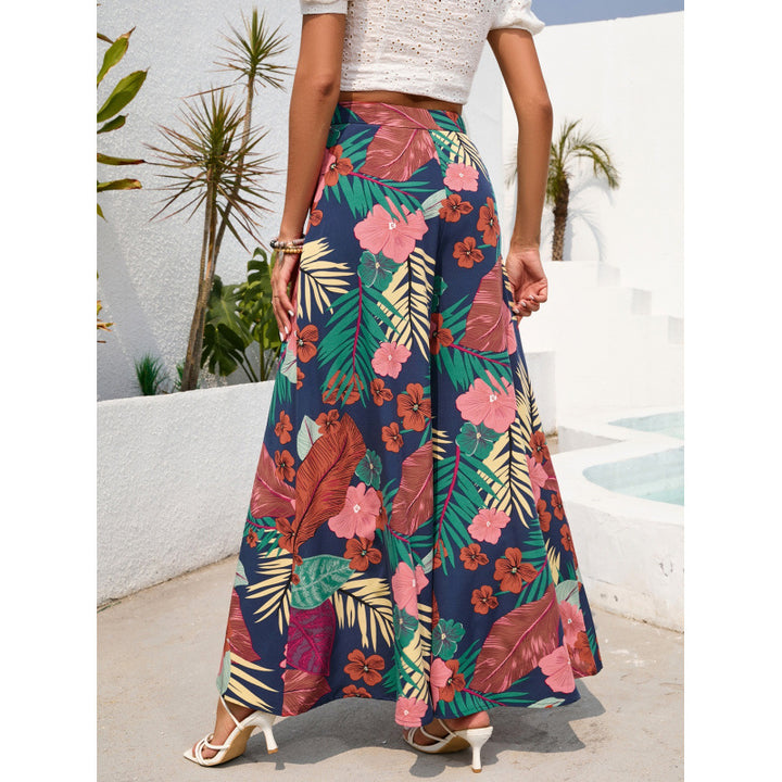 Damen Maxirock mit floralem Print und fließendem Stoff Drune