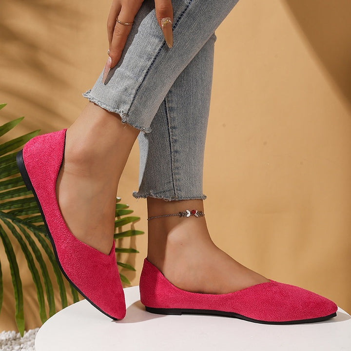 Damen nan spitze Ballerina-Slipper aus Veloursoptik mit gepolsterter Komfortinnensohle Drune