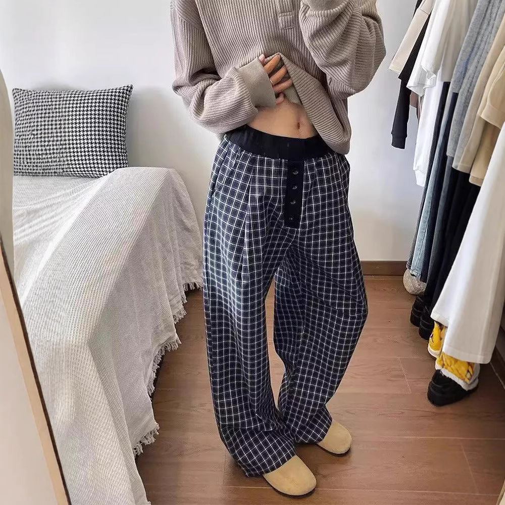 Damen Karottenhose aus weichem Material mit modischem Karo-Design Drune