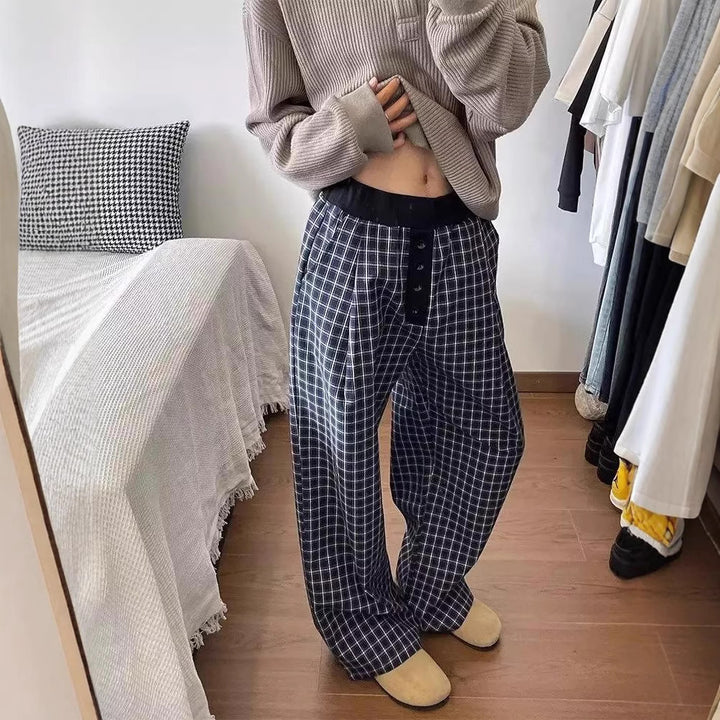 Damen Karottenhose aus weichem Material mit modischem Karo-Design Drune