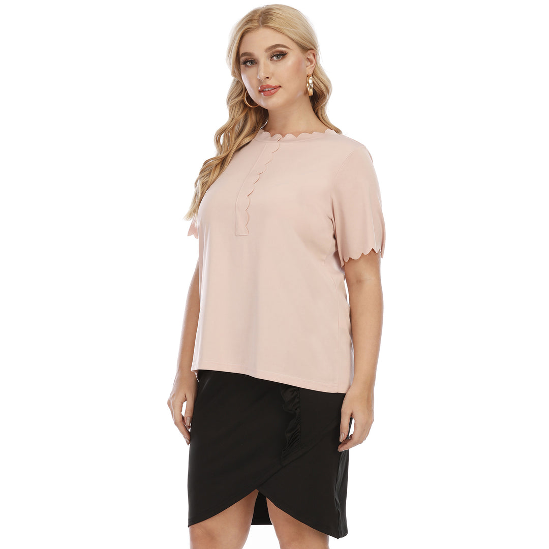 Damen elegantes Oberteil mit wellenförmigem Ausschnitt Drune