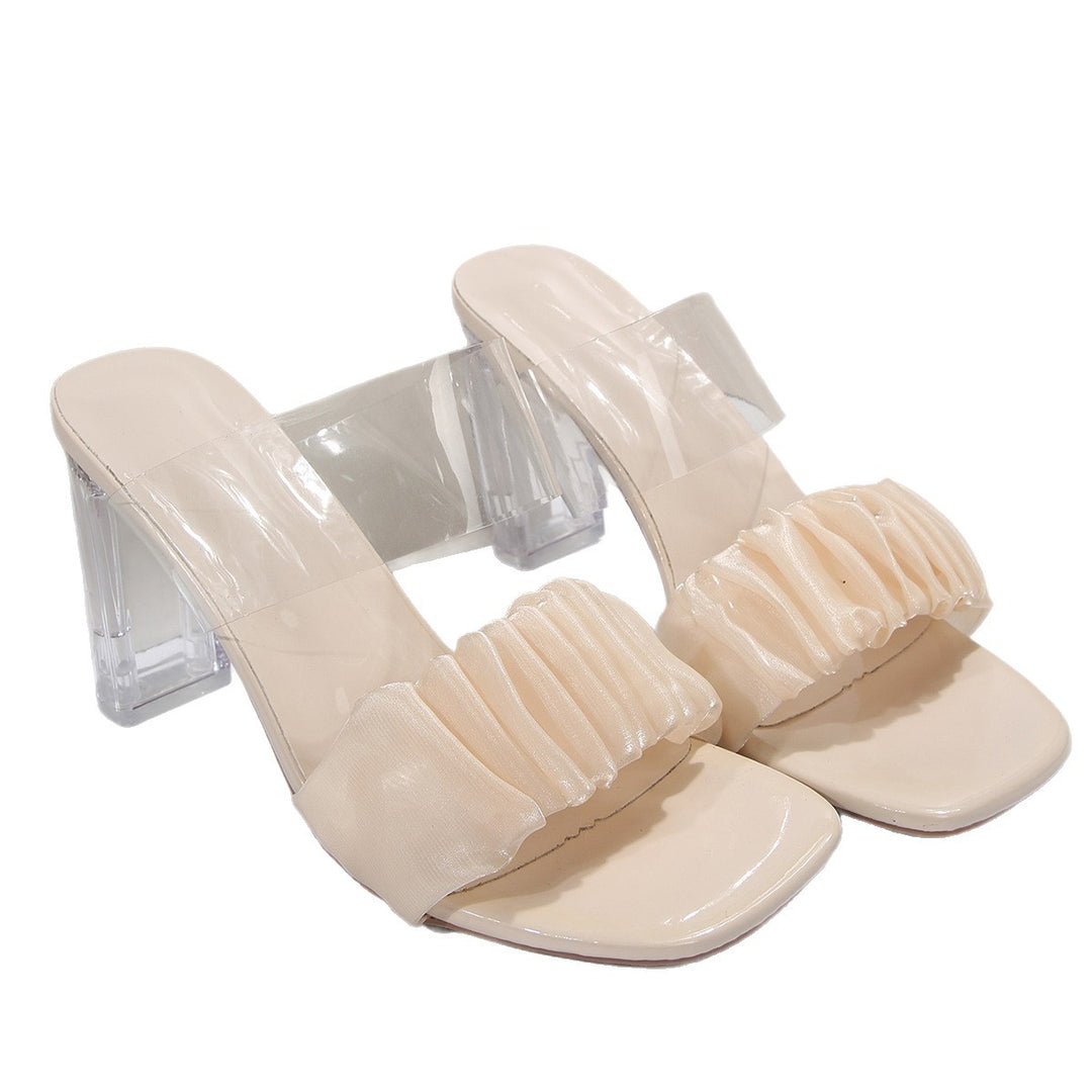 Damen Elegante und transparente Heels mit auffälliger Faltendekoration Drune