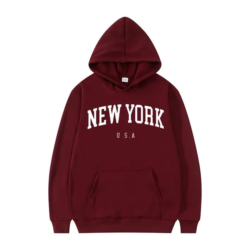 Damen Kapuzenpullover mit modischem New York Print und bequemer Passform Drune