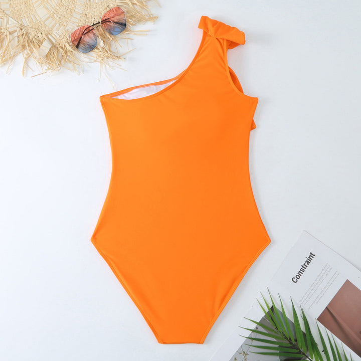 Damen Einteiler Badeanzug mit asymmetrischem Schnitt und modischem Wickelrock Drune