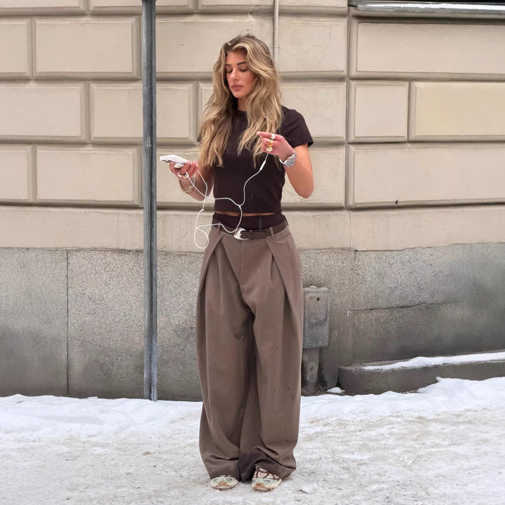 Damen Hochtaillierte, legere Hosen Drune