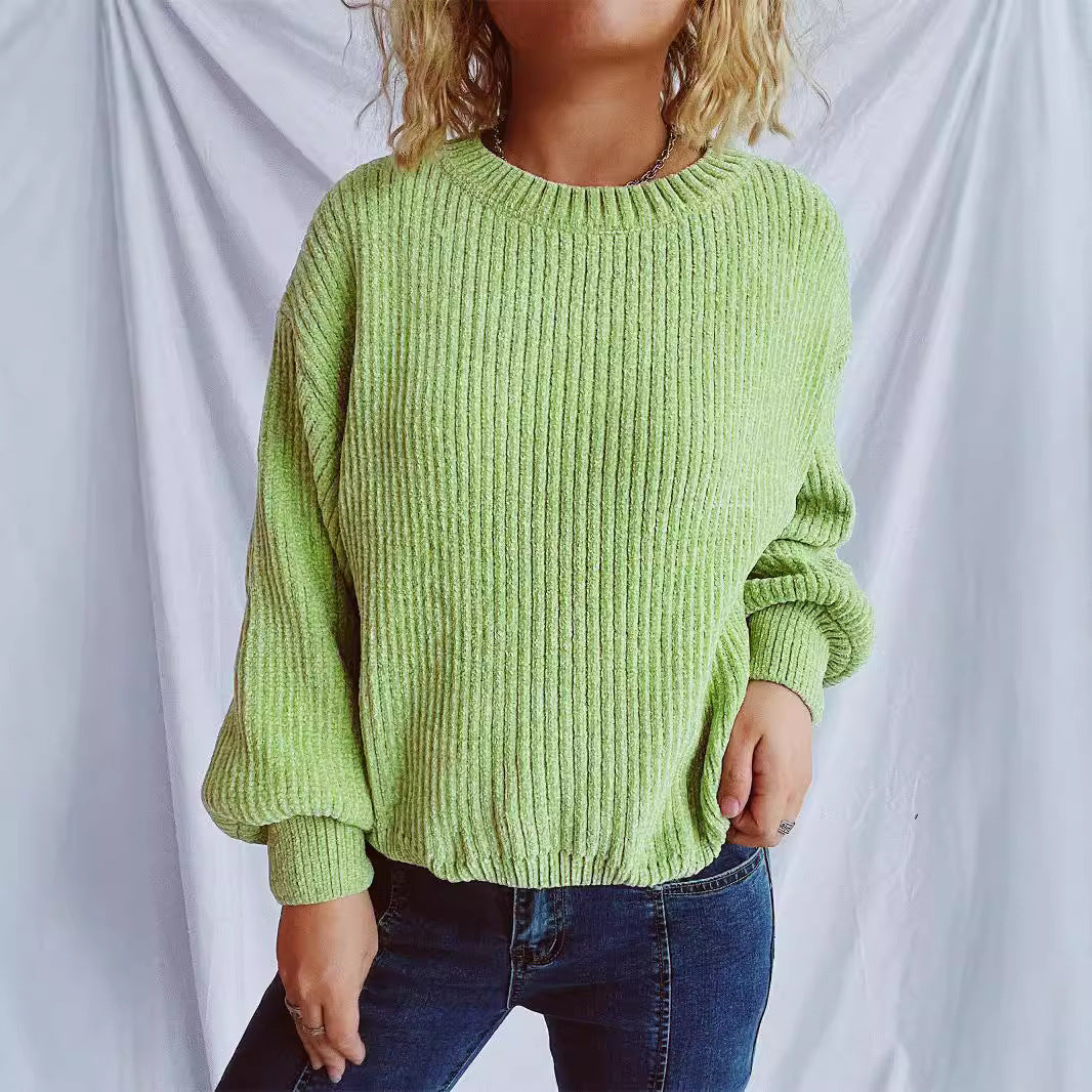 Damen gemütlicher Grobstrickpullover mit weiten Ärmeln und strukturiertem Design Drune