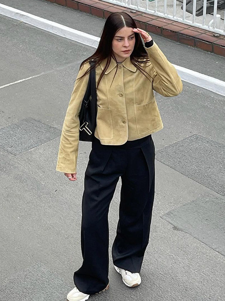 Damen Kunstlederjacke im zeitlosen Design mit eleganten Details Drune