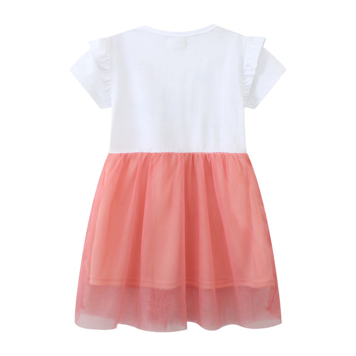 Mädchen Kurzarm Kleid mit floralem Tüllrock Drune