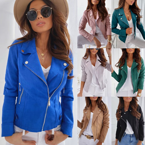 Damen Suede Bikerjacke mit modernem Schnitt und praktischen Reißverschlüssen Drune