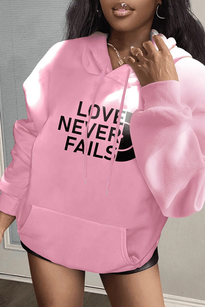 Damen Hoodie mit motivierendem Aufdruck und praktischem Kängurutaschen-Design Drune