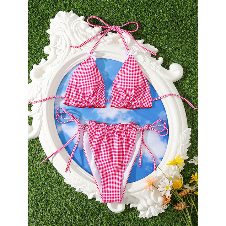 Damen Triangel-Bikini-Set mit Rüschendesign und verstellbaren Trägern Drune