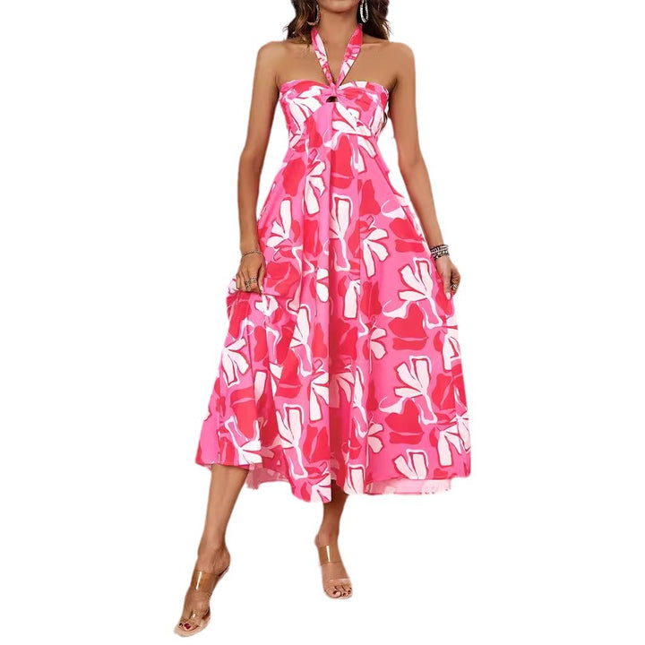 Damen Maxi-Bustierkleid mit floralen Akzenten und elastischem Oberteil Drune