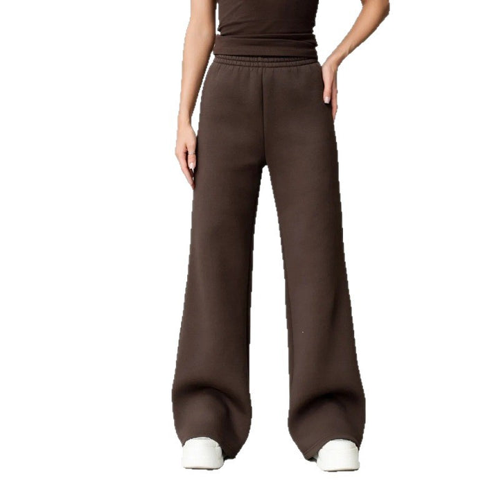 Damen nan fließende Palazzo-Loungehose mit extra weitem Bein elastischem Komfortbund und dezenten Eingrifftaschen Drune
