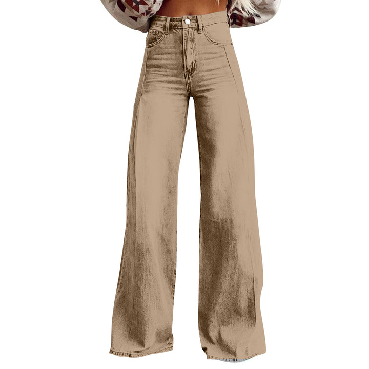 Damen nan hochgeschnittene Schlagjeans mit extra weitem Bein, figurstreckender Passform und dezenter Vintage-Waschung Drune