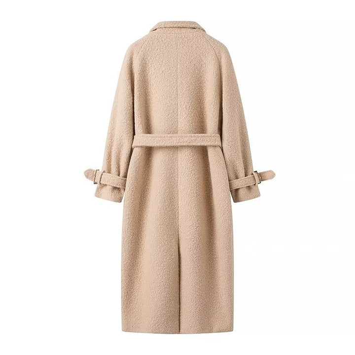 Damen elegante Wollmantel mit Gürteldetail Drune