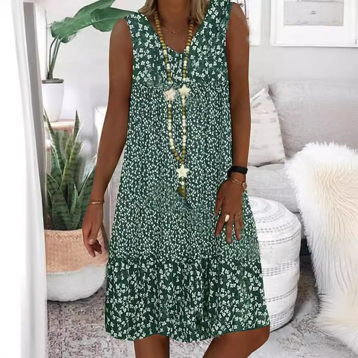 Damen luftiges Freizeitkleid mit verspieltem Blumenmuster und fließender Silhouette Drune