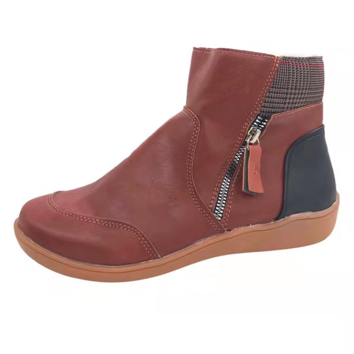 Damen Komfortable Stiefeletten mit modischem Reißverschluss und ergonomischer Sohle Drune