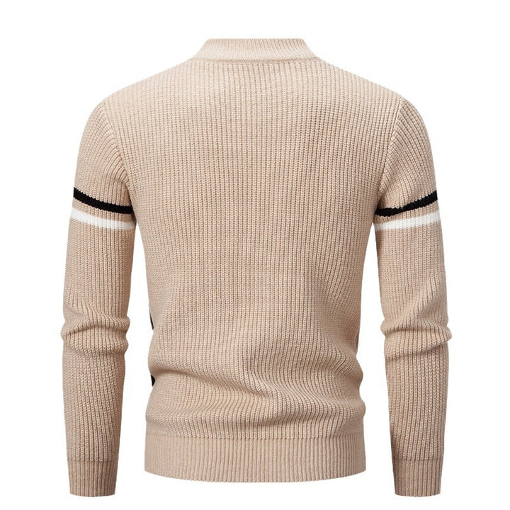 Herren Strickpullover mit modernem Farbblockdesign und hohem Kragen Drune
