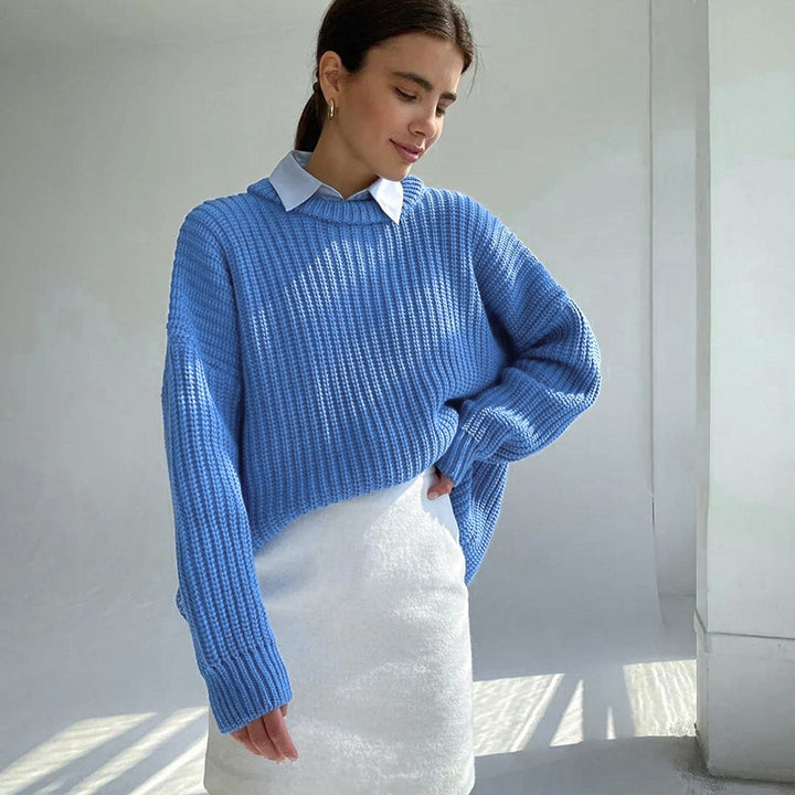 Damen Grobstrickpullover mit lässigem Schnitt und weitem Halsausschnitt Drune