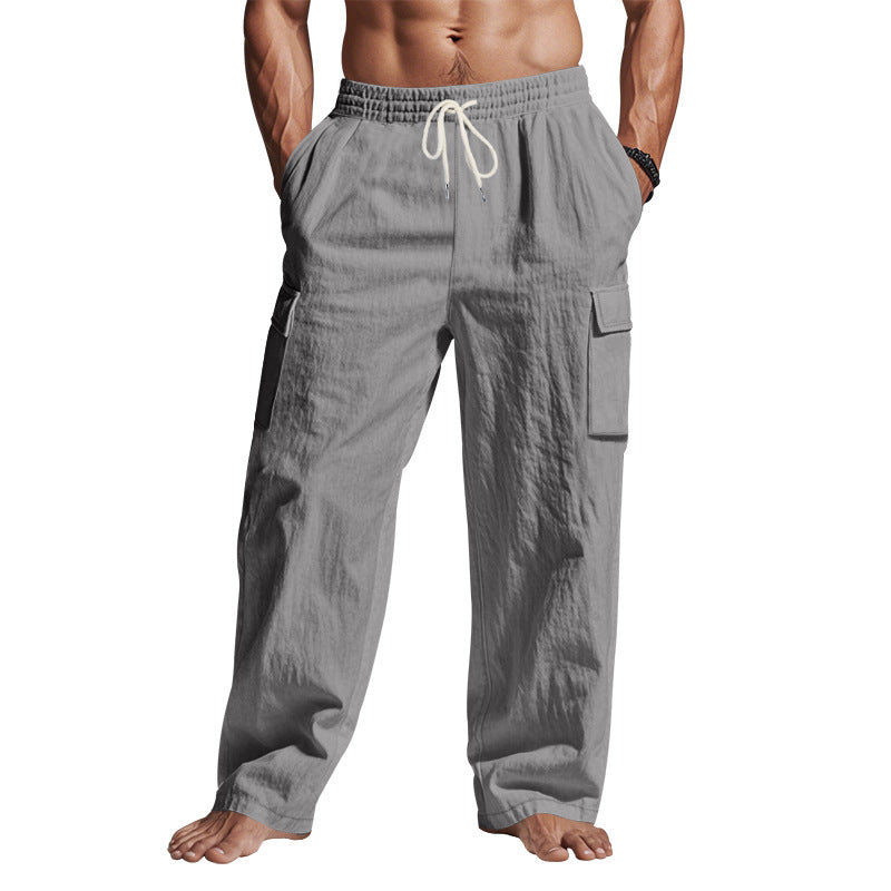 Herren nan lockere Cargo-Freizeithose mit elastischem Tunnelzugbund und mehreren Taschen Drune