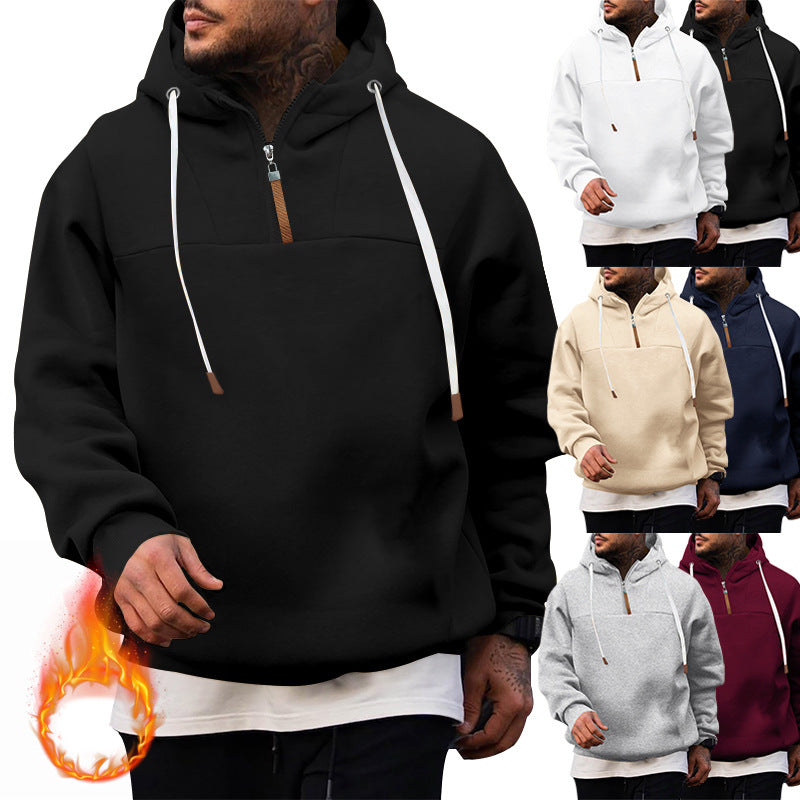 Herren Hoodie mit hohem Kragen und innovativem Reißverschluss Drune