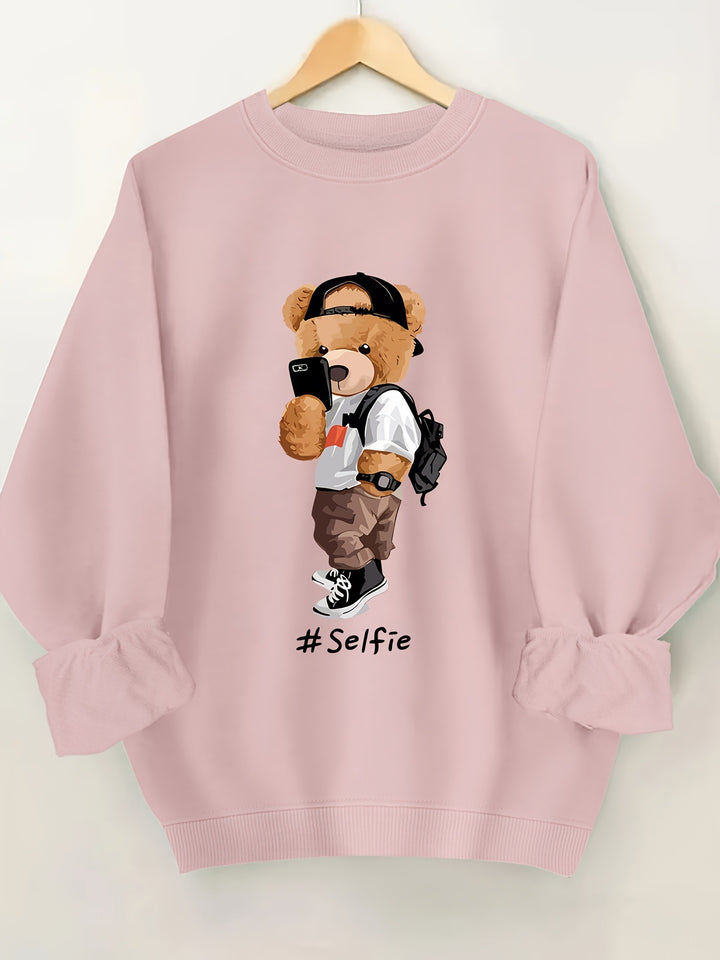 Damen Sweatshirt mit künstlerischem Bärendesign und lässigem Schnitt Drune