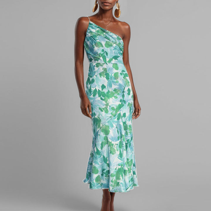 Damen Maxikleid mit schulterfreiem Design und elegantem Drapierungseffekt Drune