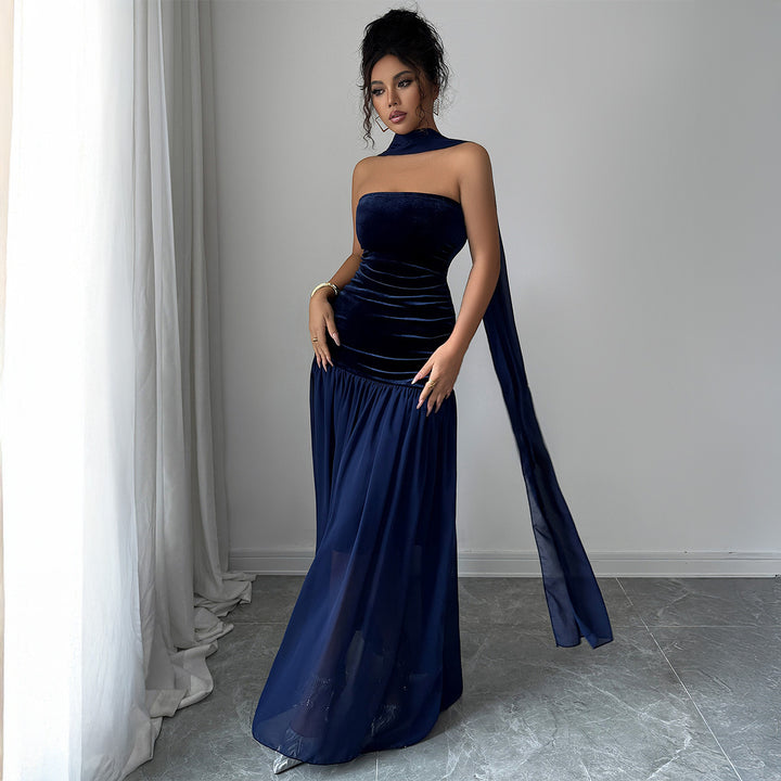 Damen Elegantes Abendkleid mit schulterfreiem Design und fließendem Rock Drune