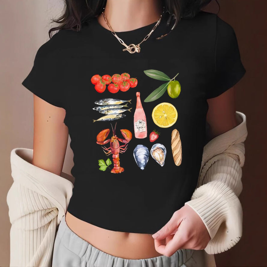 Damen Crop-T-Shirt mit sportlichem Los Angeles Design Drune