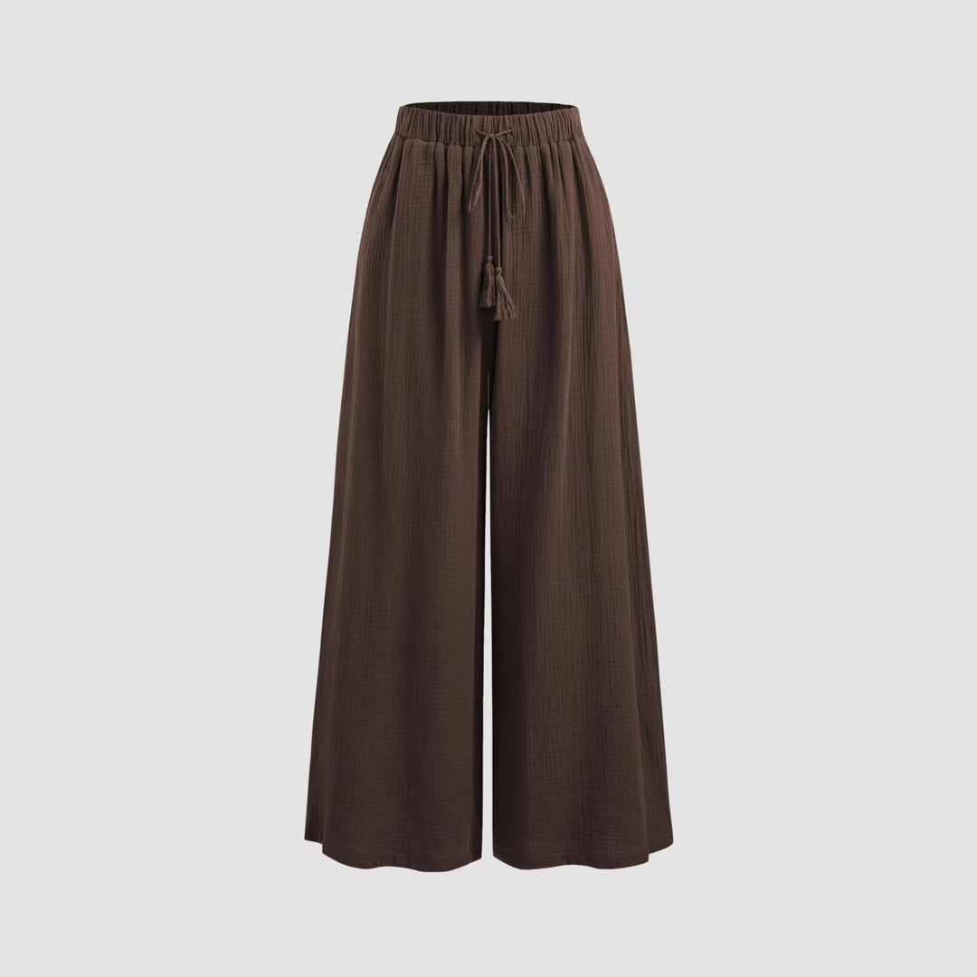 Damen weite Sommerhose im lässigen Boho-Stil mit elastischem Bund und seitlichen Taschen Drune