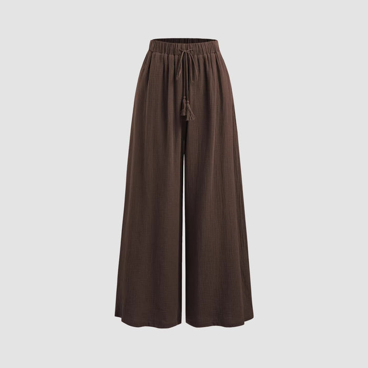 Damen weite Sommerhose im lässigen Boho-Stil mit elastischem Bund und seitlichen Taschen Drune