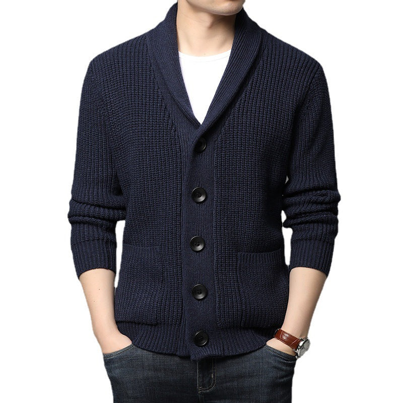 Herren Strickjacke mit Schalkragen und praktischen Taschen Drune