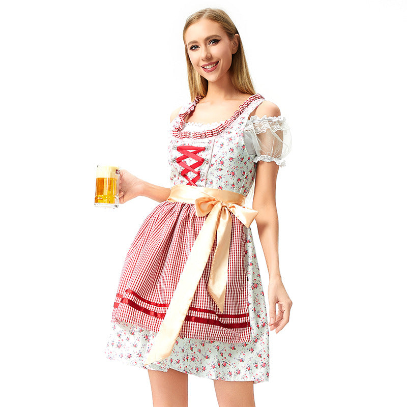 Damen nan Blusenkleid im Trachtenstil mit dekorativem Korsettband und geraffter Schürze Drune