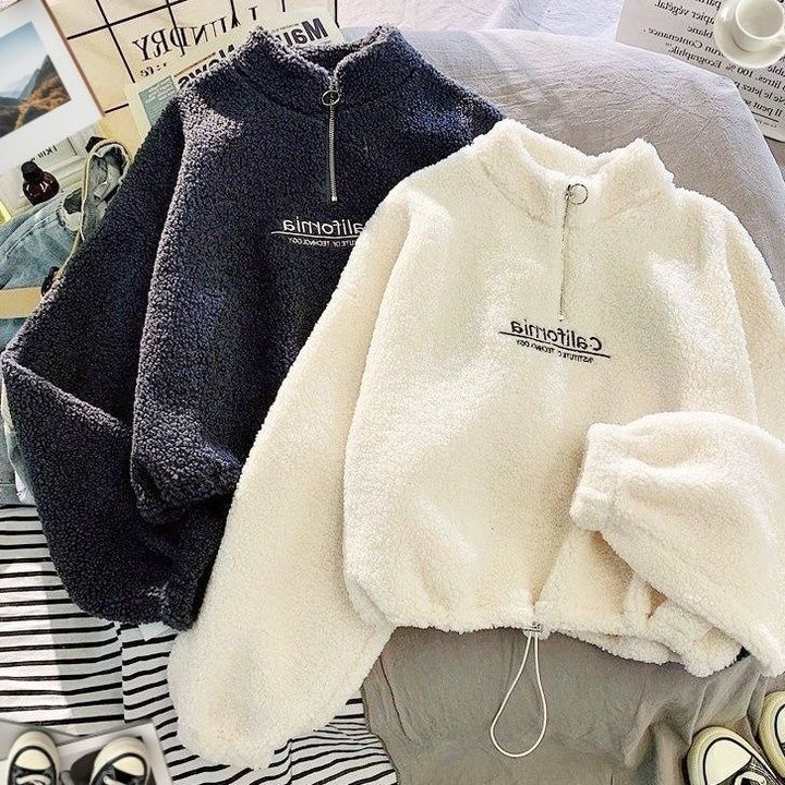Damen Fleece-Pullover mit Stehkragen und Reißverschluss Drune