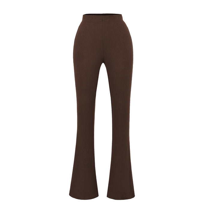 Damen elegante Flared-Hose mit hoch tailliertem Schnitt und feinem Rippdesign Drune