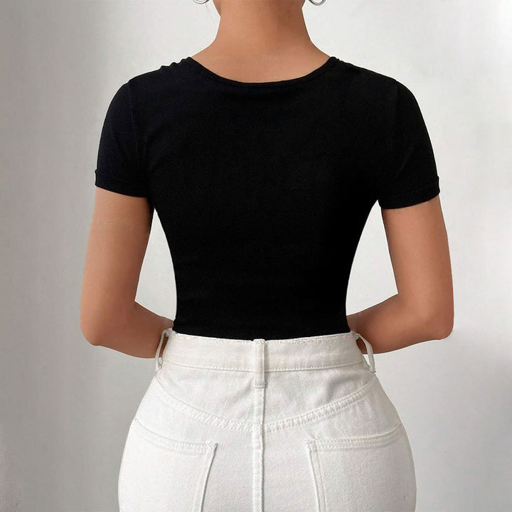 Damen Body mit asymmetrischem Schnitt und Drapierung Drune
