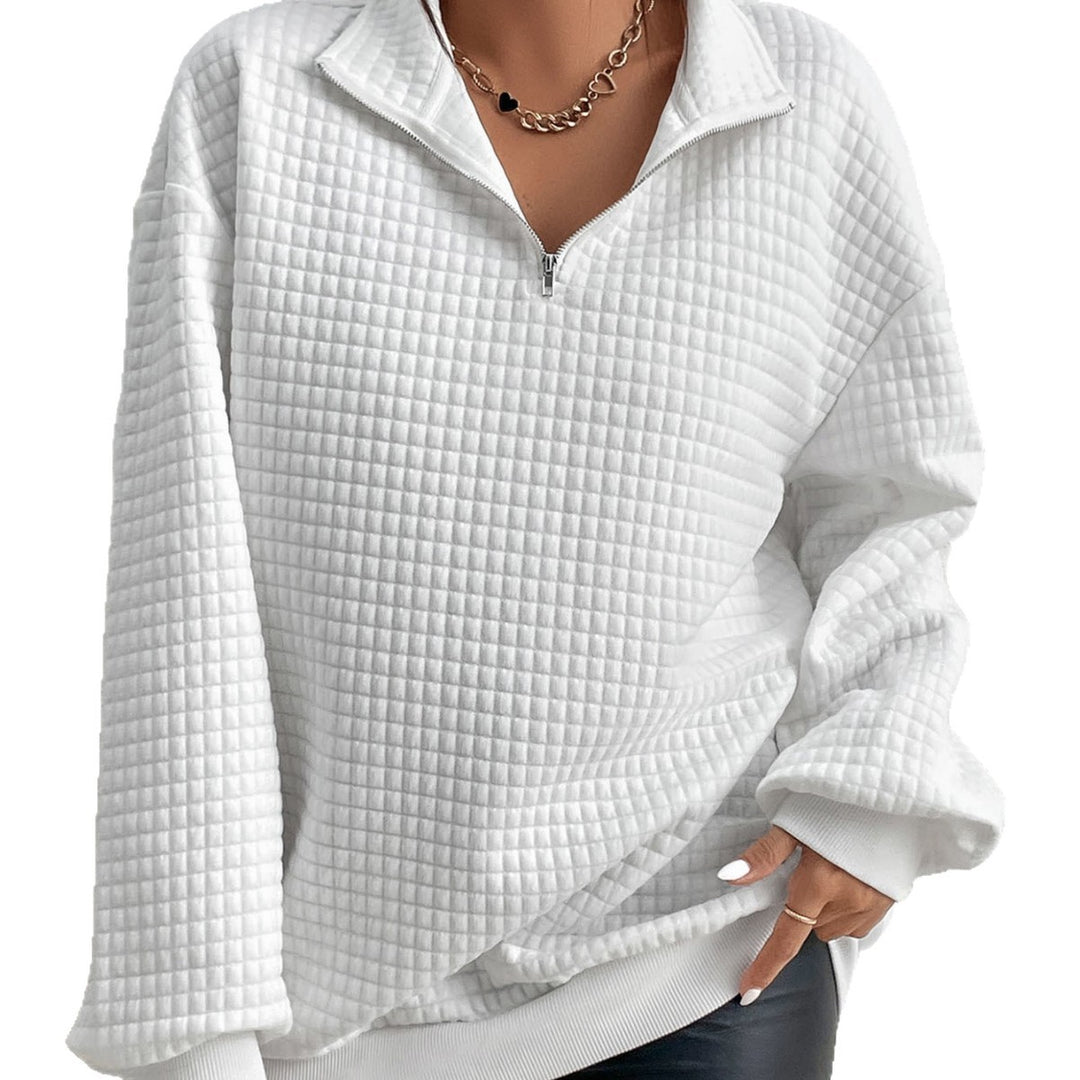 Damen Sweatshirt mit strukturiertem Stoff und Reißverschluss Drune