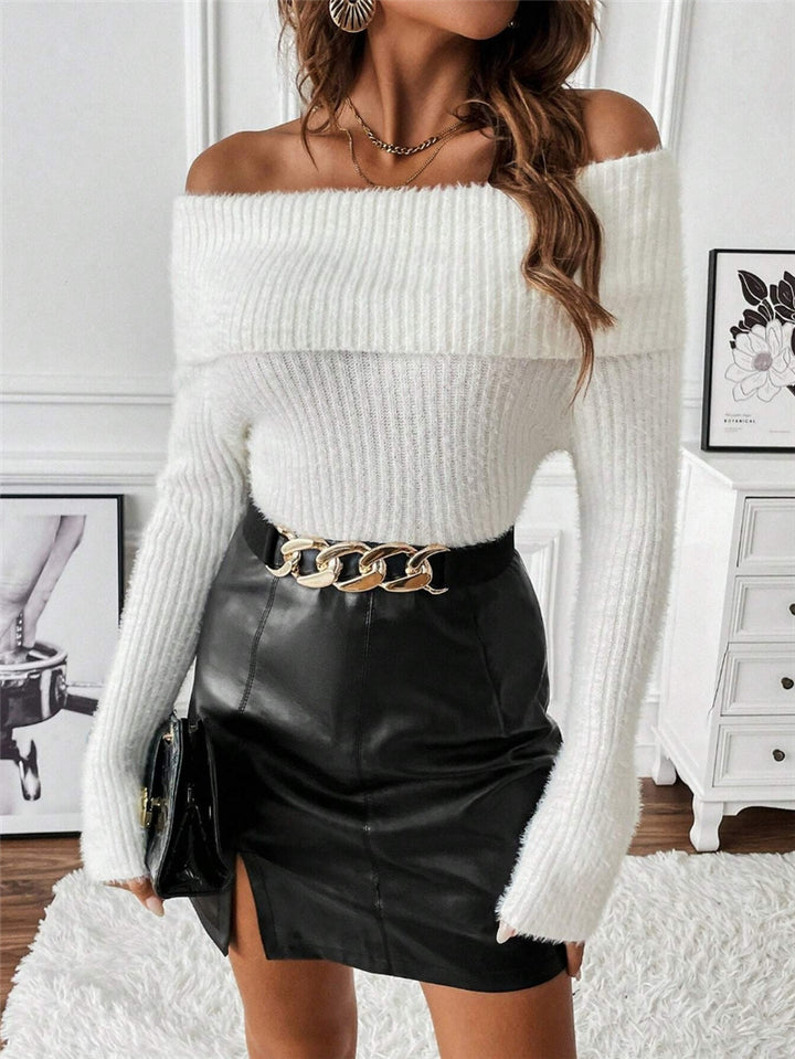 Damen Off-Shoulder Strickpullover Drune