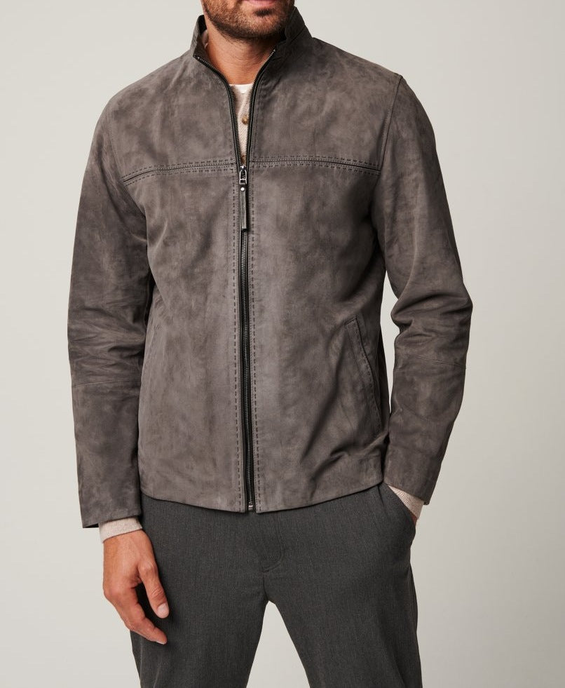 Herren elegante Wildlederjacke mit strukturiertem Design und praktischen Reißverschlusstaschen Drune